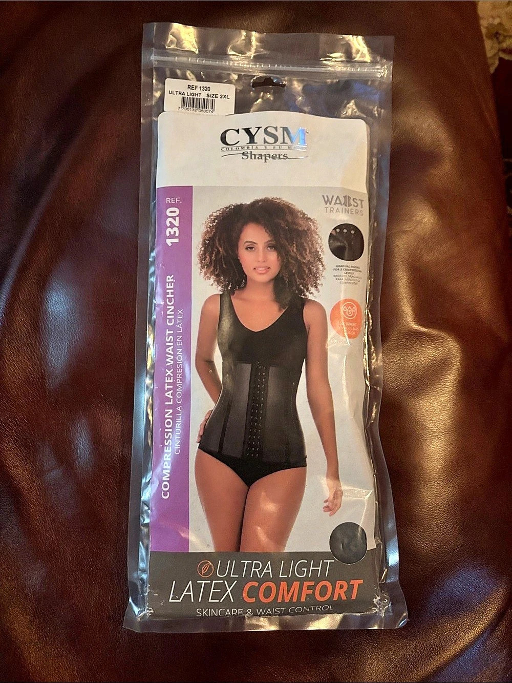 CYSM Ultra Light Latex Comfort Waist Cincher Black 2XL NWT